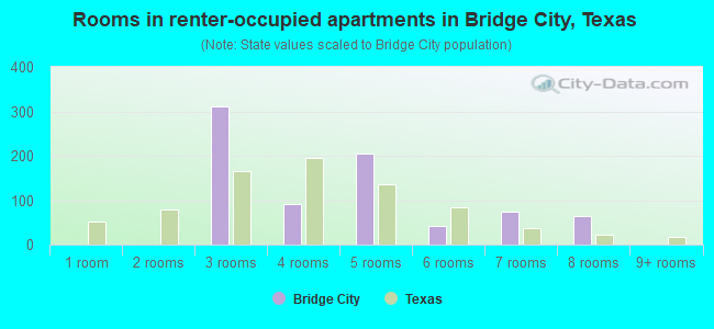 Rooms in renter-occupied apartments in Bridge City, Texas