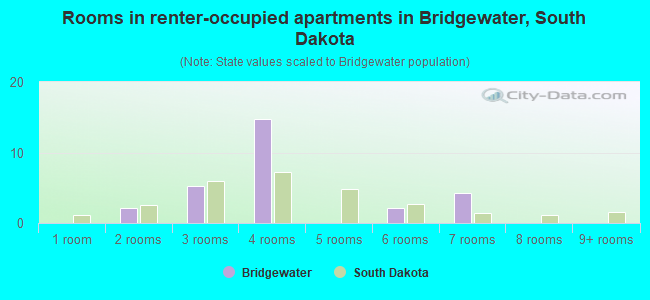Rooms in renter-occupied apartments in Bridgewater, South Dakota