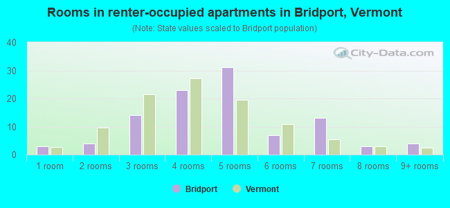 Rooms in renter-occupied apartments in Bridport, Vermont