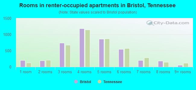 Rooms in renter-occupied apartments in Bristol, Tennessee