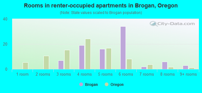 Rooms in renter-occupied apartments in Brogan, Oregon