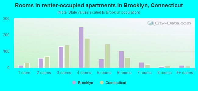 Rooms in renter-occupied apartments in Brooklyn, Connecticut