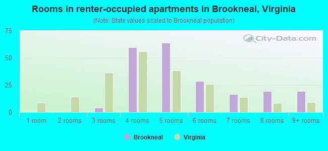 Rooms in renter-occupied apartments in Brookneal, Virginia