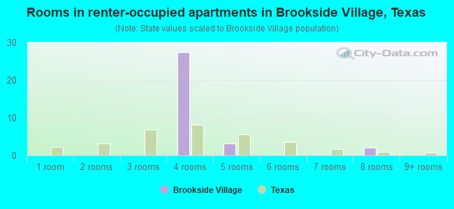 Rooms in renter-occupied apartments in Brookside Village, Texas