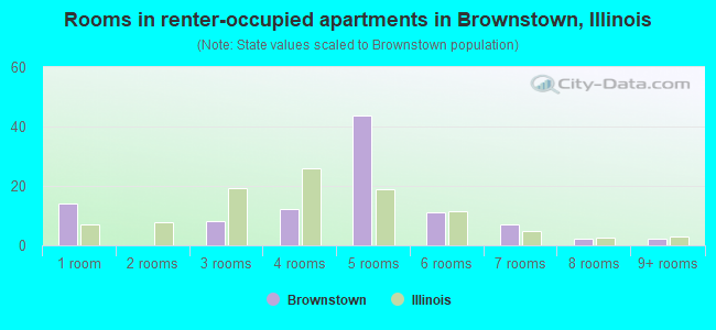 Rooms in renter-occupied apartments in Brownstown, Illinois