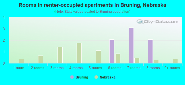 Rooms in renter-occupied apartments in Bruning, Nebraska