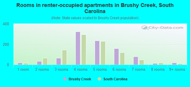 Rooms in renter-occupied apartments in Brushy Creek, South Carolina