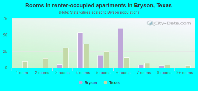 Rooms in renter-occupied apartments in Bryson, Texas