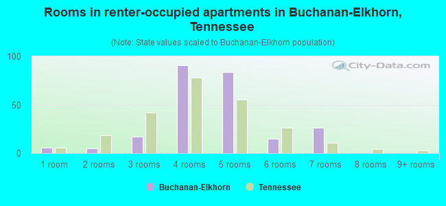 Rooms in renter-occupied apartments in Buchanan-Elkhorn, Tennessee
