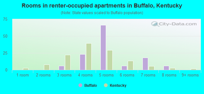 Rooms in renter-occupied apartments in Buffalo, Kentucky