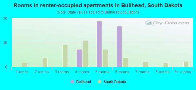 Rooms in renter-occupied apartments in Bullhead, South Dakota