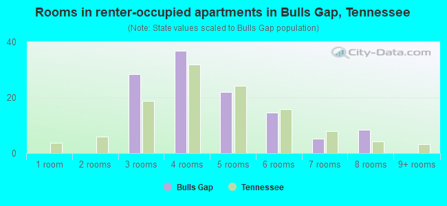Rooms in renter-occupied apartments in Bulls Gap, Tennessee