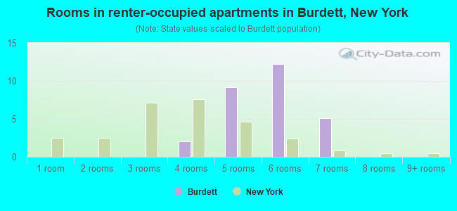 Rooms in renter-occupied apartments in Burdett, New York