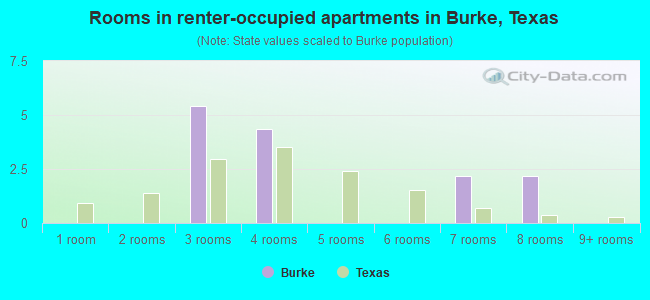 Rooms in renter-occupied apartments in Burke, Texas