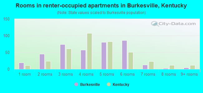 Rooms in renter-occupied apartments in Burkesville, Kentucky