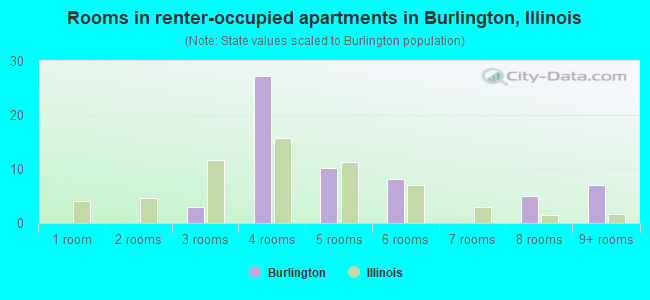 Rooms in renter-occupied apartments in Burlington, Illinois