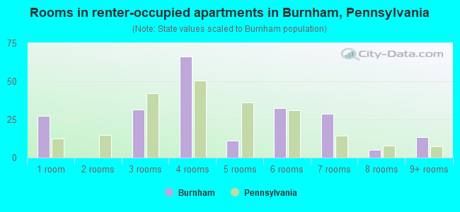 Rooms in renter-occupied apartments in Burnham, Pennsylvania