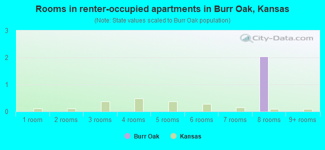 Rooms in renter-occupied apartments in Burr Oak, Kansas