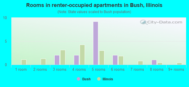 Rooms in renter-occupied apartments in Bush, Illinois