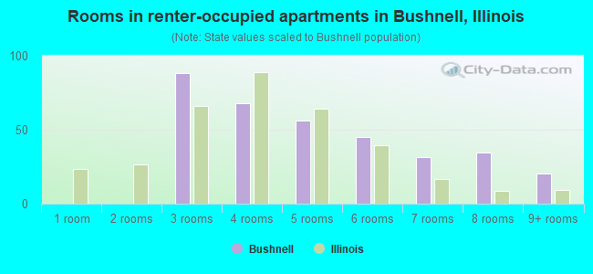 Rooms in renter-occupied apartments in Bushnell, Illinois