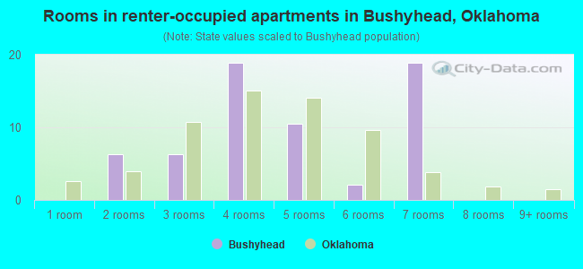 Rooms in renter-occupied apartments in Bushyhead, Oklahoma
