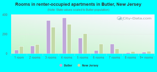 Rooms in renter-occupied apartments in Butler, New Jersey