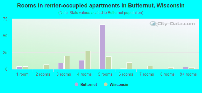 Rooms in renter-occupied apartments in Butternut, Wisconsin