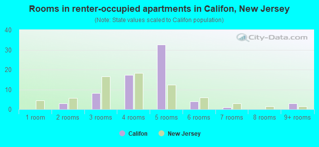 Rooms in renter-occupied apartments in Califon, New Jersey