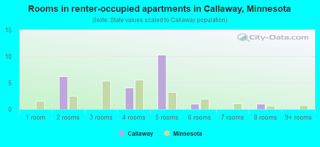 Rooms in renter-occupied apartments in Callaway, Minnesota