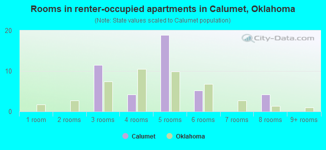 Rooms in renter-occupied apartments in Calumet, Oklahoma