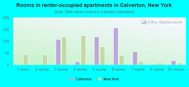 Rooms in renter-occupied apartments in Calverton, New York