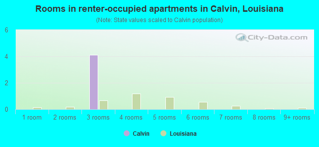 Rooms in renter-occupied apartments in Calvin, Louisiana