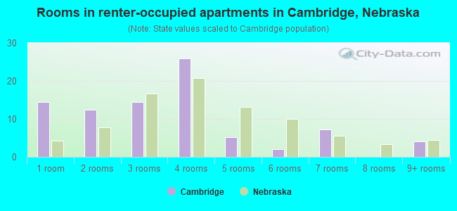 Rooms in renter-occupied apartments in Cambridge, Nebraska