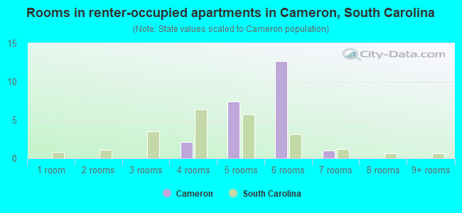 Rooms in renter-occupied apartments in Cameron, South Carolina