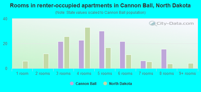 Rooms in renter-occupied apartments in Cannon Ball, North Dakota
