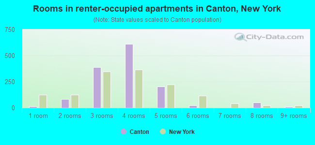 Rooms in renter-occupied apartments in Canton, New York