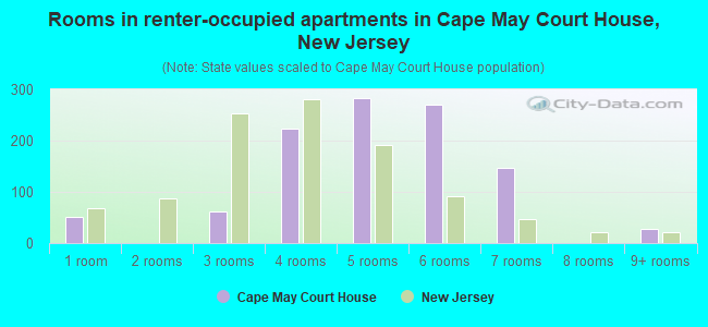 Rooms in renter-occupied apartments in Cape May Court House, New Jersey