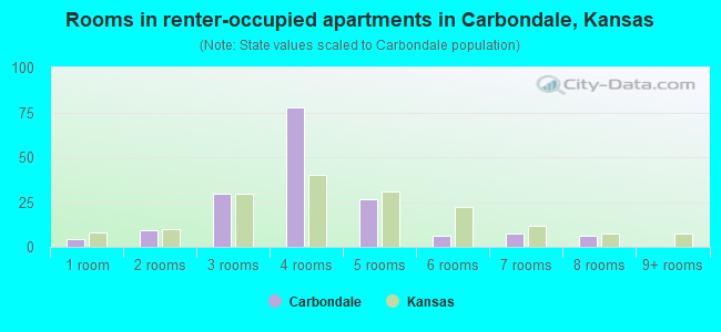 Rooms in renter-occupied apartments in Carbondale, Kansas