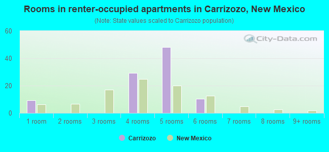 Rooms in renter-occupied apartments in Carrizozo, New Mexico