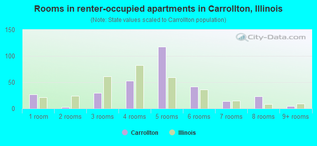Rooms in renter-occupied apartments in Carrollton, Illinois
