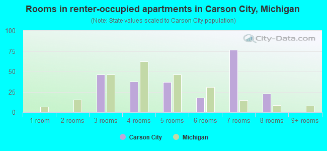 Rooms in renter-occupied apartments in Carson City, Michigan