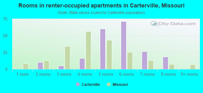 Rooms in renter-occupied apartments in Carterville, Missouri