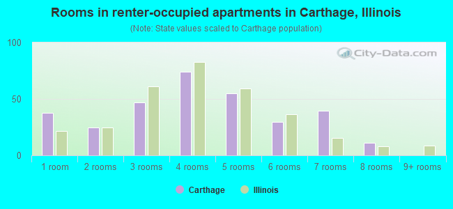 Rooms in renter-occupied apartments in Carthage, Illinois