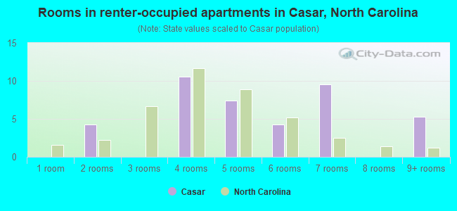 Rooms in renter-occupied apartments in Casar, North Carolina