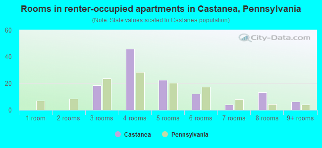 Rooms in renter-occupied apartments in Castanea, Pennsylvania