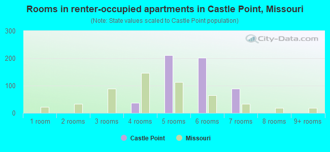 Rooms in renter-occupied apartments in Castle Point, Missouri