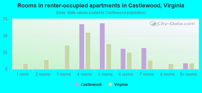 Rooms in renter-occupied apartments in Castlewood, Virginia