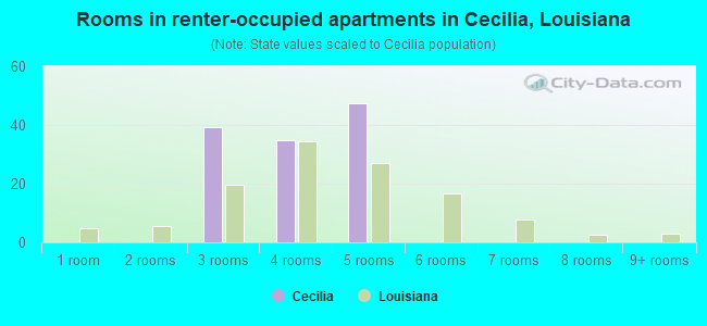 Rooms in renter-occupied apartments in Cecilia, Louisiana