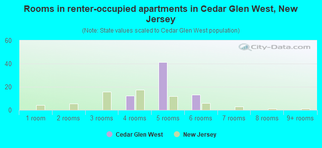 Rooms in renter-occupied apartments in Cedar Glen West, New Jersey