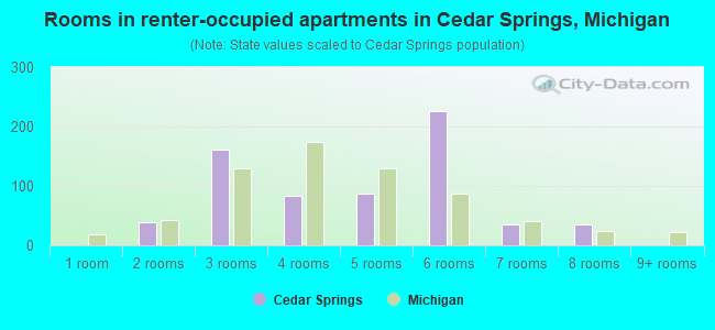 Rooms in renter-occupied apartments in Cedar Springs, Michigan